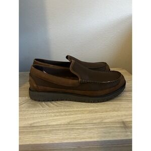 NWOB LL Bean Mens 10M All Week Slipper Moccasin Brown Leather Shearling Lined